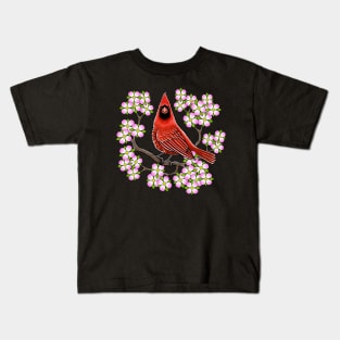 Red Cardinal dogwood flower North Carolina Virginia Kids T-Shirt